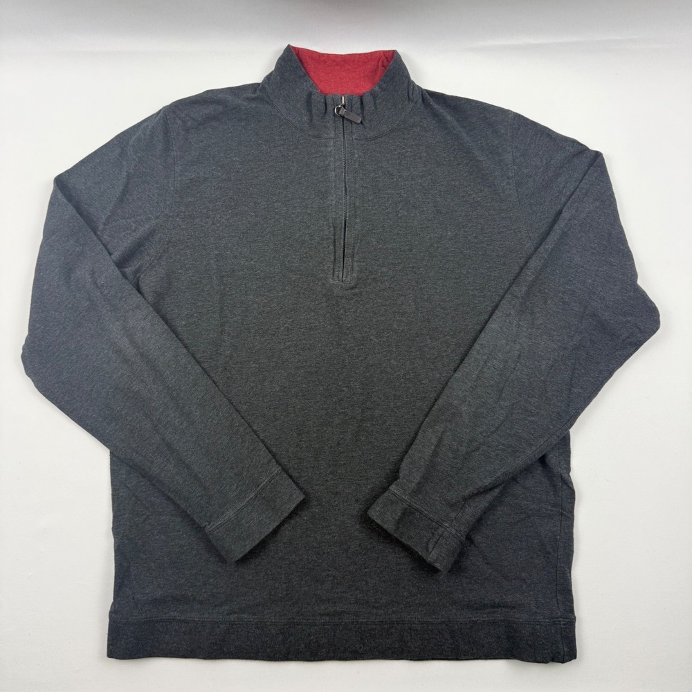 J.McLaughlin Mens Quarter Zip Pullover Charcoal Gray Pima Cotton Blend Medium